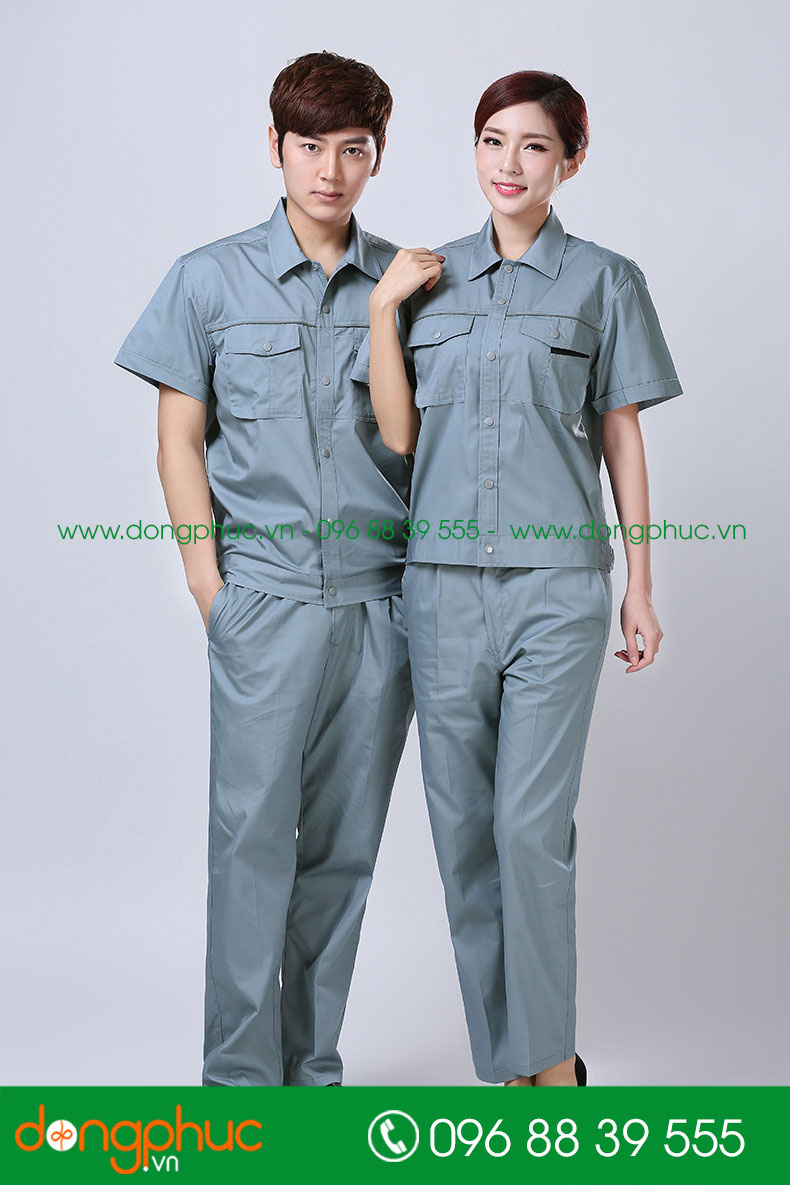Mẫu bảo hộ màu ghi đậm cộc tay